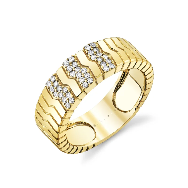 Jewelry Flash Sale – Stylish Designs At Unbeatable Rates 14K Yellow Gold 'Linéaire' Fine Line Diamond Ring