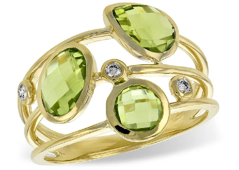 Don't Miss Our Biggest Jewelry Sale Of The Season 14K Yellow Gold Multi-Row Peridot And Diamond Fashion Ring Don't Miss Our Biggest Jewelry Sale Of The Season 14K Yellow Gold Multi-Row Peridot And Diamond Fashion Ring