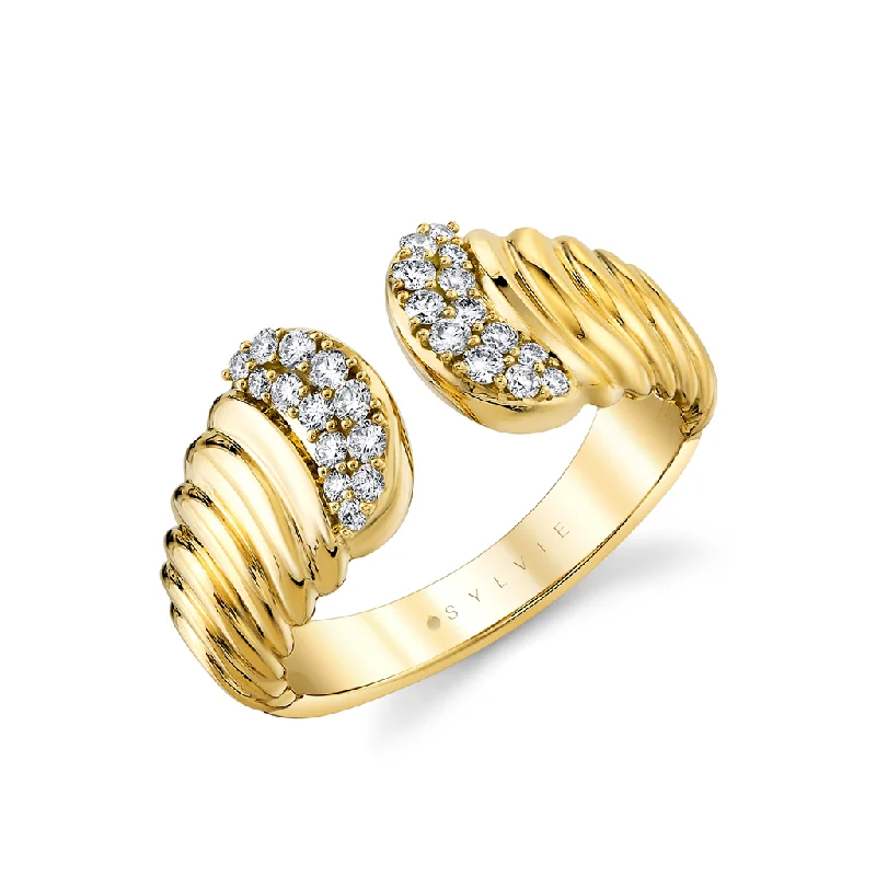 Final Call For Exquisite Jewelry At Reduced Rates 14K Yellow Gold Open Natural Diamonds Ring
