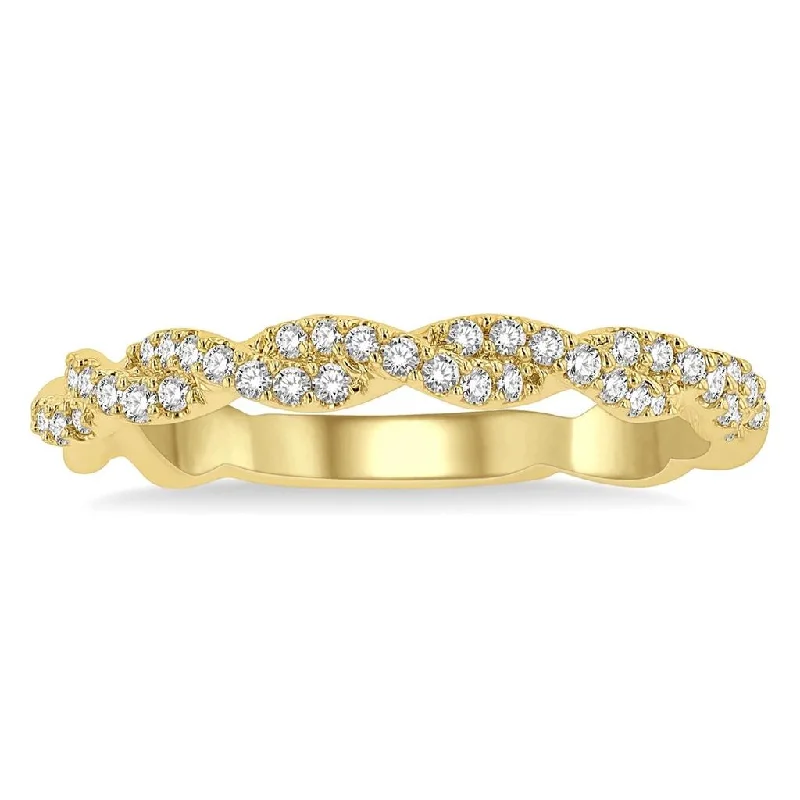 Classic And Modern Jewelry Styles On Sale 14K Yellow Gold Twist Diamond Ring