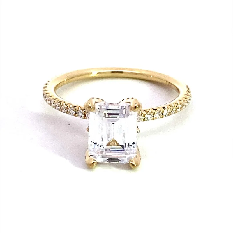 Discounted Luxury Jewelry – Shine Without The Splurge 14K Yellow Gold 'Violet' Hidden Halo Emerald Cut Diamond Engagement Ring Discounted Luxury Jewelry – Shine Without The Splurge 14K Yellow Gold 'Violet' Hidden Halo Emerald Cut Diamond Engagement Ring