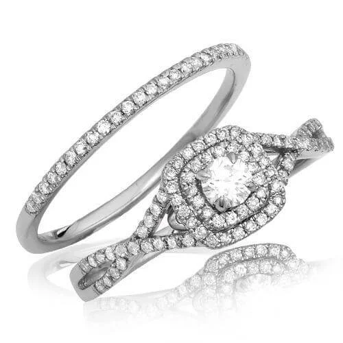 Once-A-Year Jewelry Sale – Grab Your Favorites Now 14KW 0.55CTW DIAMOND BRIDAL SET - DOUBLE SQUARE
