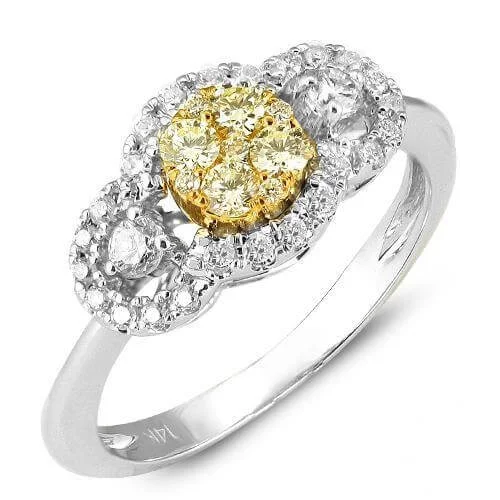Shop Modern Jewelry Collections With Exclusive Discounts 14KW 0.65CTW FANCY YELLOW DIAMOND 3-STONE CLUSTER