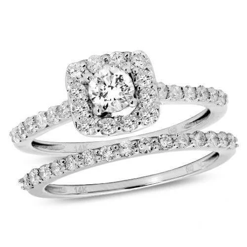 Stunning Jewelry Pieces At The Lowest Prices Ever 14KW 1.10CTW DIAMOND BRIDAL SET [0.27CT CTR]