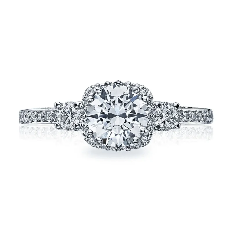 Bohemian-Inspired Jewelry For Free-Spirited Fashion Round 3-Stone Halo Semi Mount Ring Bohemian-Inspired Jewelry For Free-Spirited Fashion Round 3-Stone Halo Semi Mount Ring