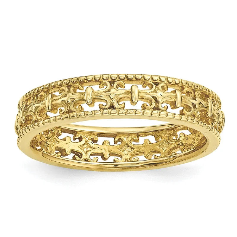 Final Call For Exquisite Jewelry At Reduced Rates 4.5mm Gold Tone Plated Sterling Silver Stackable Fleur de Lis Band