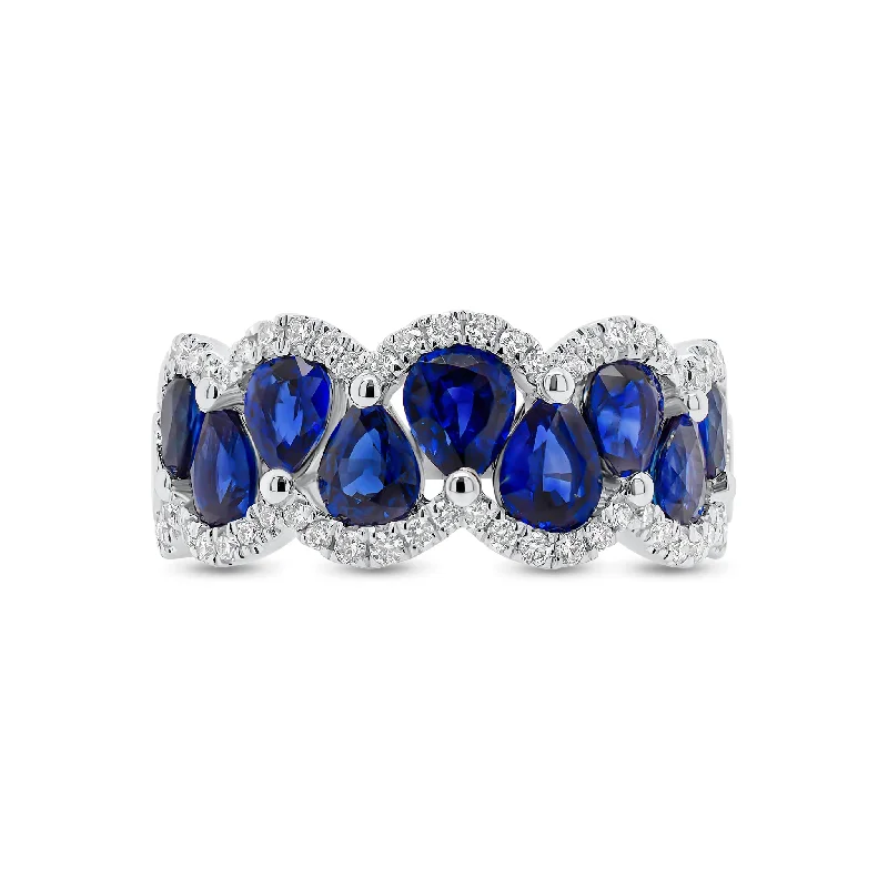 High-End Sparkle, Low-End Prices – Jewelry Sale Live Sapphire & Diamond Scalloped Ring