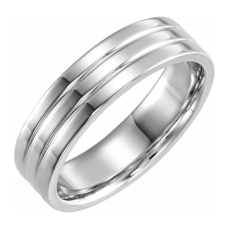 Final Call For Exquisite Jewelry At Reduced Rates 6mm 10K White Gold Polished Ridged Comfort Fit Band