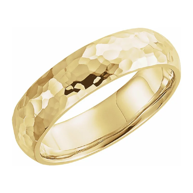 Fashion-Forward Jewelry At Exclusive Discounts 6mm 10K Yellow Gold Hammered Half Round Comfort Fit Band