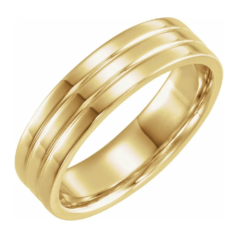Buy More, Save More On Stunning Jewelry Pieces 6mm 10K Yellow Gold Polished Ridged Comfort Fit Band