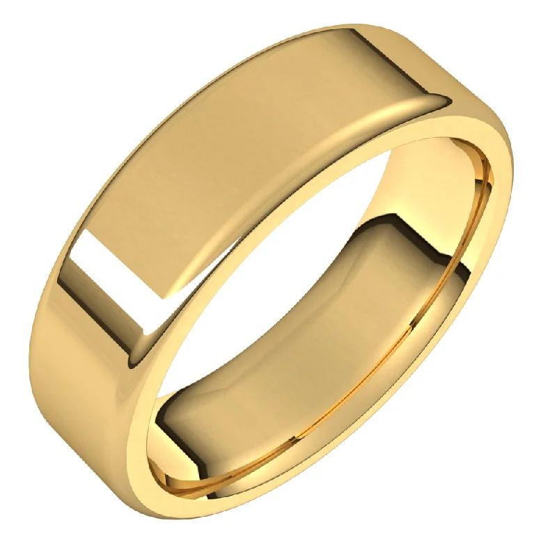Shop Modern Jewelry Collections With Exclusive Discounts 6mm 10K Yellow Gold Polished Round Edge Comfort Fit Flat Band