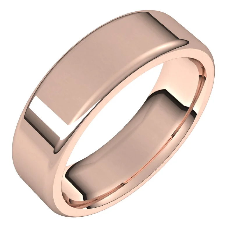 Jewelry Clearance Event – Stock Up Before It's Over 6mm 14K Rose Gold Polished Round Edge Comfort Fit Flat Band