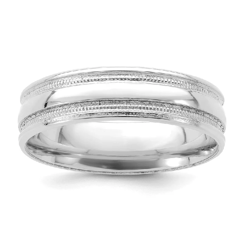 Affordable Gold-Plated Jewelry For Modern Fashion 6mm 14K White Gold Beaded Grooved Comfort Fit Band