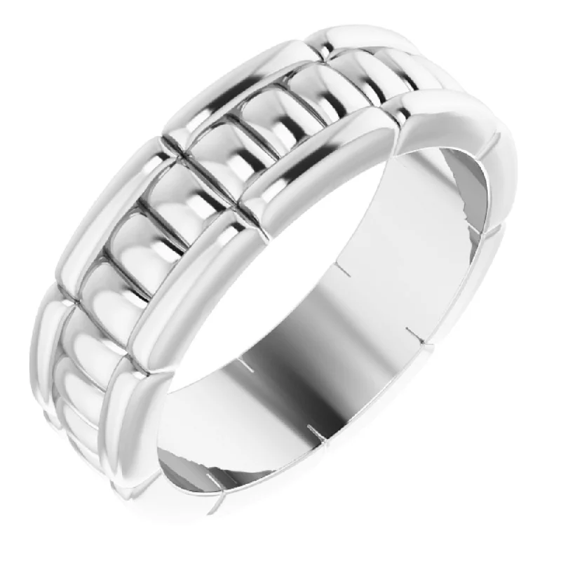 Special Offers On Handcrafted And Designer Jewelry 6mm 14K White Gold Grooved Pattern Standard Fit Band Special Offers On Handcrafted And Designer Jewelry 6mm 14K White Gold Grooved Pattern Standard Fit Band