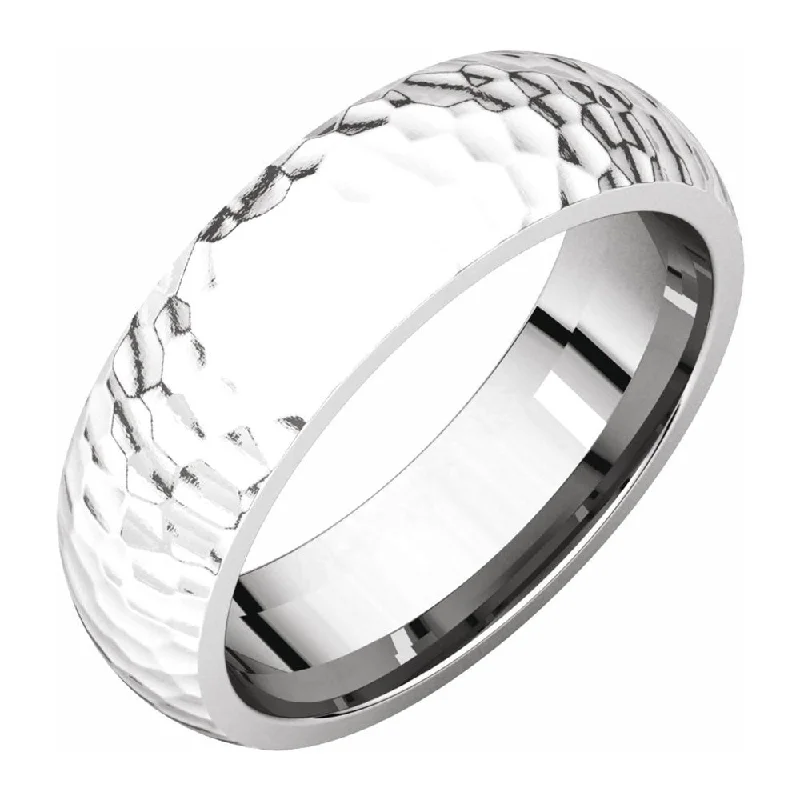 Personalized Jewelry At Special Discount Rates 6mm 14K White Gold Hammered Half Round Comfort Fit Band Personalized Jewelry At Special Discount Rates 6mm 14K White Gold Hammered Half Round Comfort Fit Band