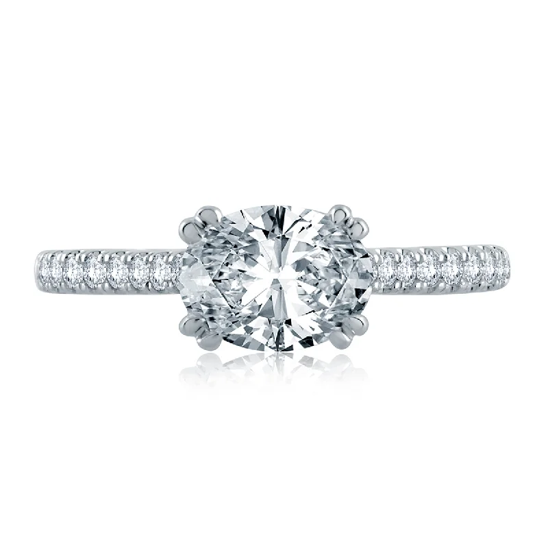 Bold And Beautiful Jewelry Now At Irresistible Prices A.Jaffe East/West Oval Cut Pavé Diamond Quilted Engagement Ring ME2142Q/184 Bold And Beautiful Jewelry Now At Irresistible Prices A.Jaffe East/West Oval Cut Pavé Diamond Quilted Engagement Ring ME2142Q/184