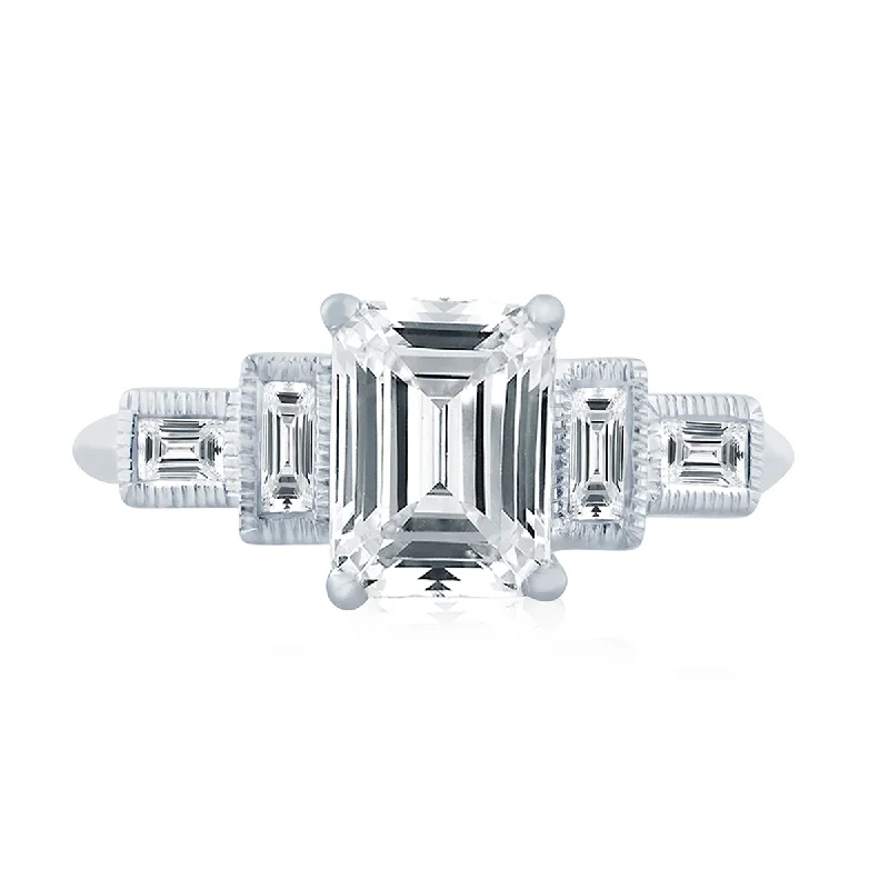 Clearance Sale On High-End Jewelry Collections A.Jaffe Emerald Cut Modern Vintage Diamond Quilted Engagement Ring ME2110Q/171 Clearance Sale On High-End Jewelry Collections A.Jaffe Emerald Cut Modern Vintage Diamond Quilted Engagement Ring ME2110Q/171