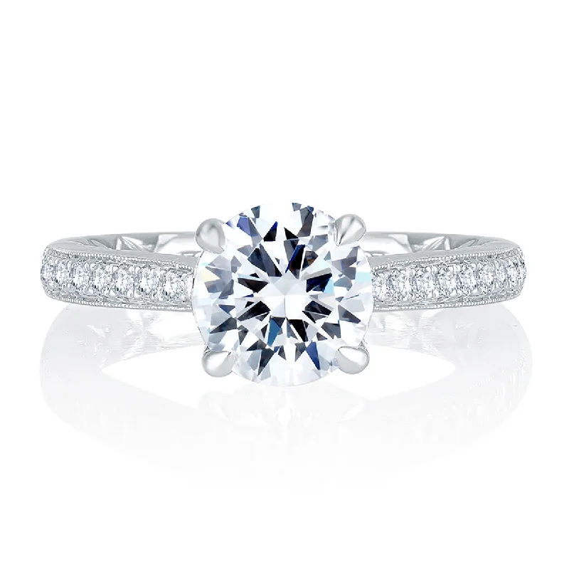Limited-Time Offer On Premium Jewelry Collections A.Jaffe Exquisite Micro Pave Round Diamond Quilted Engagement Ring MES743Q/121