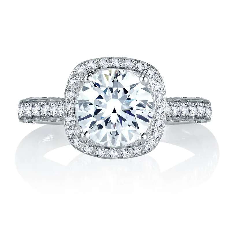 Grab Your Dream Jewelry At The Lowest Prices A.Jaffe Exquisite Gallery Cushion Halo Diamond Engagement Ring MES761/212 Grab Your Dream Jewelry At The Lowest Prices A.Jaffe Exquisite Gallery Cushion Halo Diamond Engagement Ring MES761/212