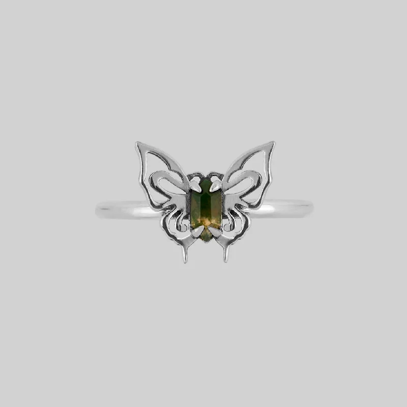 Celebrate Every Occasion With Sparkling Savings ANTHEIA. Moss Agate Butterfly Ring - Silver