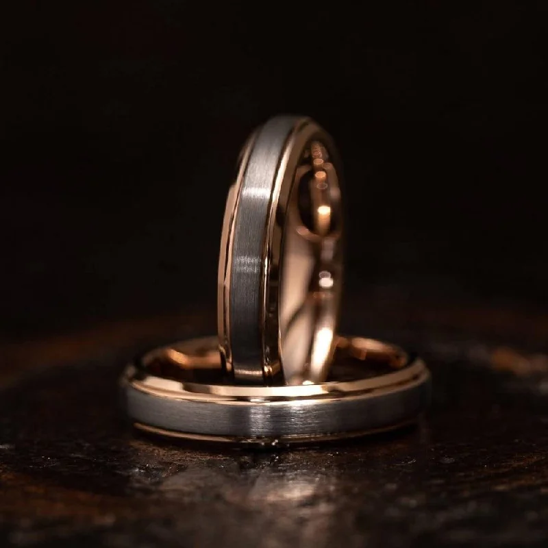 Holiday Jewelry Sale – Perfect Gifts At Great Prices "Apollo" Womens Tungsten Carbide Ring- White Gold w/ Rose Gold Strip- 4mm Holiday Jewelry Sale – Perfect Gifts At Great Prices "Apollo" Womens Tungsten Carbide Ring- White Gold w/ Rose Gold Strip- 4mm