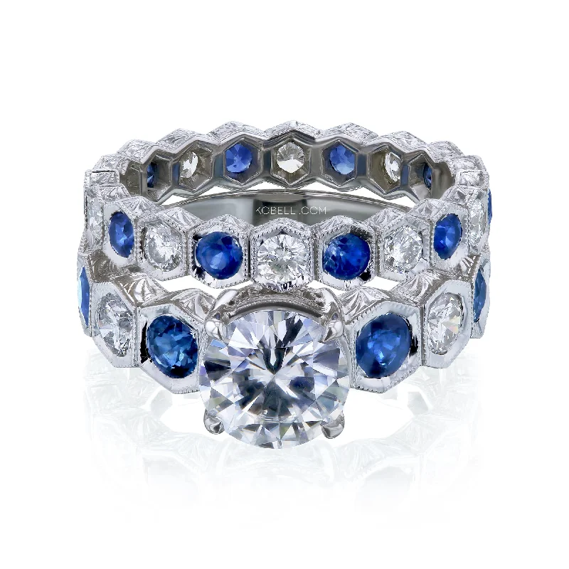 Elegant Jewelry Pieces At Unbelievable Prices Art Deco Hexagon Bridal Rings - Size 6.75 Only
