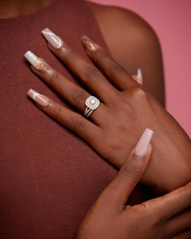 Exclusive Jewelry Sale Event – Shop Now Audre Cushion Cut Moissanite Bride Set in 18k Gold Exclusive Jewelry Sale Event – Shop Now Audre Cushion Cut Moissanite Bride Set in 18k Gold