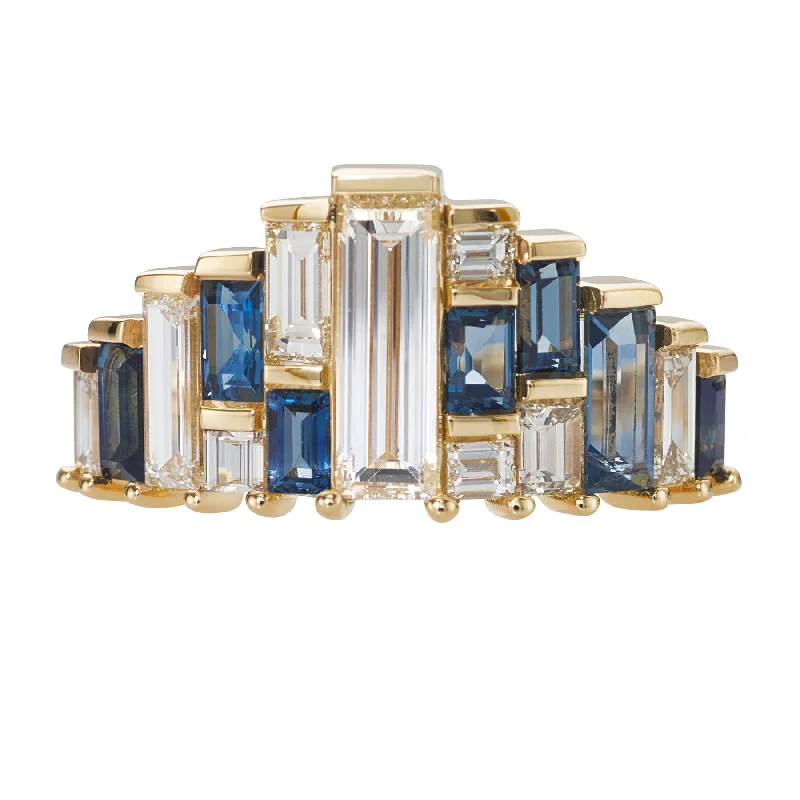 Luxury Jewelry Now At Special Promotional Rates Baguette Cut Sapphire and Diamond Tiara Ring Luxury Jewelry Now At Special Promotional Rates Baguette Cut Sapphire and Diamond Tiara Ring