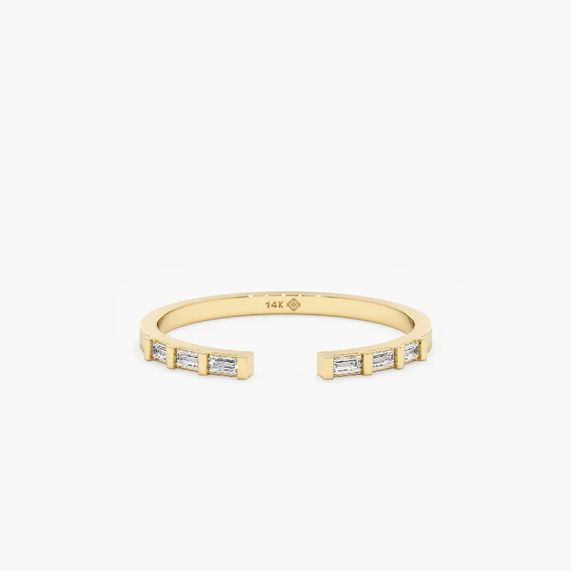 Elegant Jewelry Styles At Budget-Friendly Prices Baguette Diamond Open Cuff Ring, Marina Elegant Jewelry Styles At Budget-Friendly Prices Baguette Diamond Open Cuff Ring, Marina