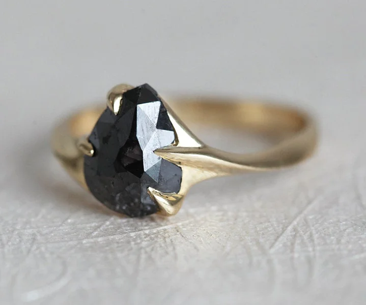 Breathtaking Jewelry At Limited-Time Savings Black Diamond Ring, Pear Diamond Ring