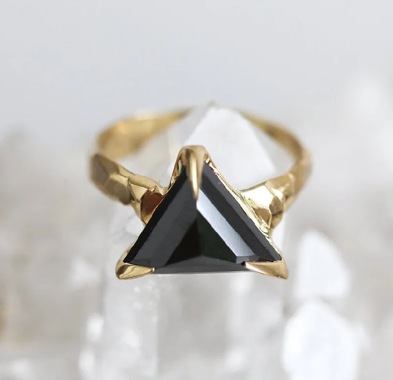 Elevate Your Outfit With Discounted Statement Jewelry Black Diamond Ring, Trillion Diamond Ring