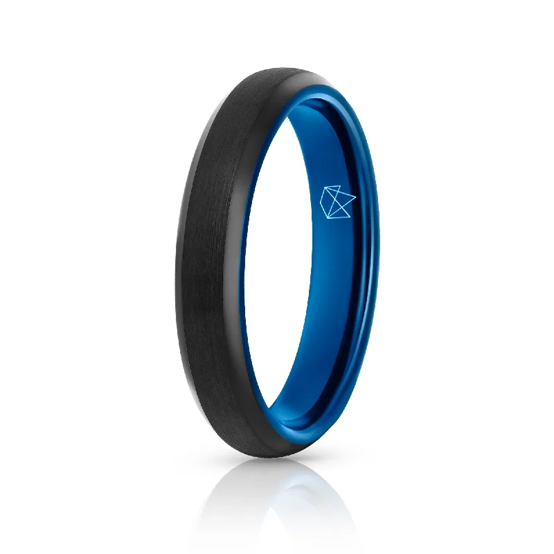 Huge Savings On Timeless Jewelry Collections Black Tungsten Ring - Blue EMBR - 4MM