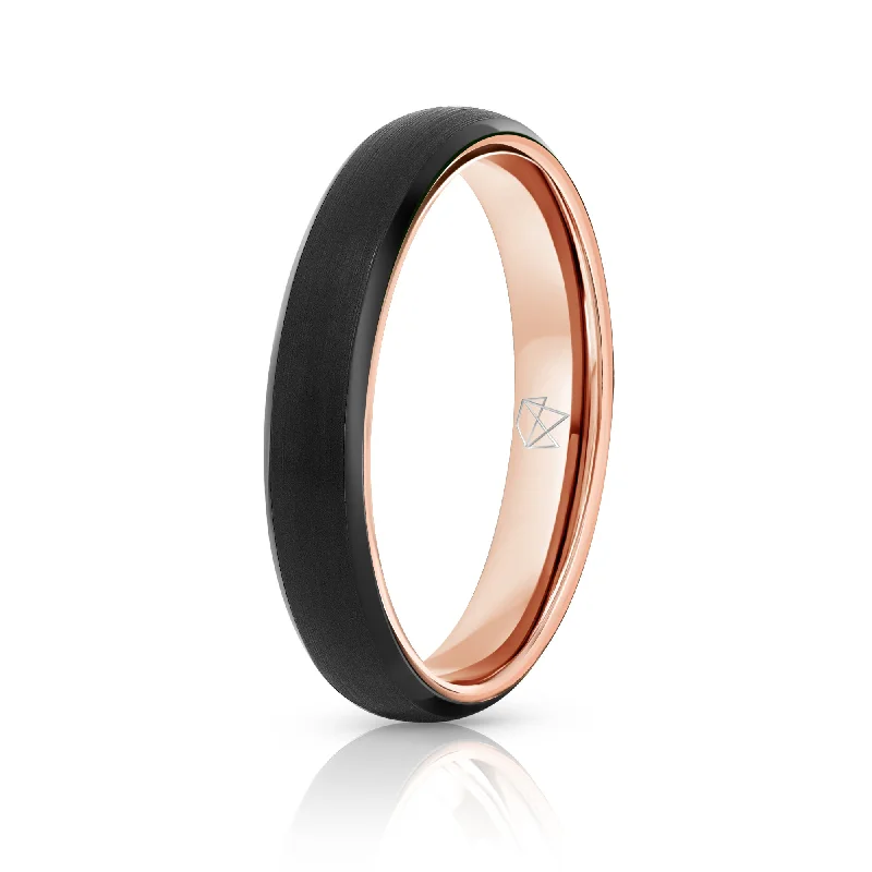 Breathtaking Jewelry, Breathtaking Prices Black Tungsten Ring - Rose Gold - 4MM