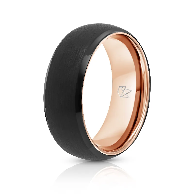 Timeless Jewelry At Special Discount Rates Black Tungsten Ring Rose Gold