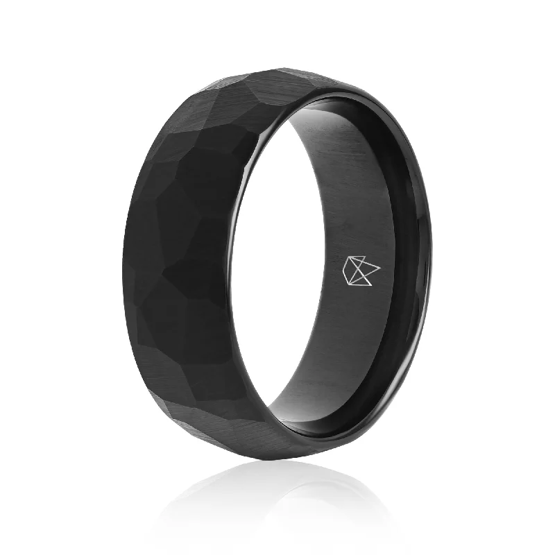 Stunning Statement Jewelry, Unbeatable Discounts Faceted Black Tungsten Ring