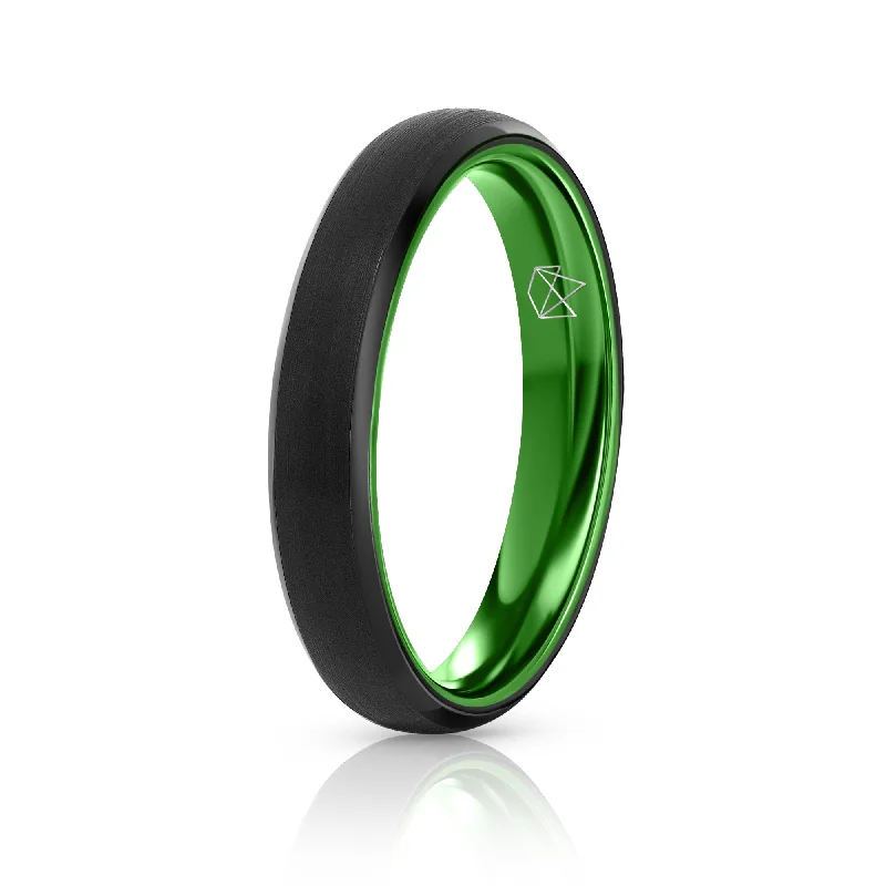 Sparkle More For Less – Jewelry Sale Happening Now Black Tungsten Ring - Resilient Green - 4MM