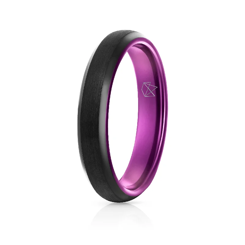 Exclusive Jewelry Offers – Sparkle For Less Black Tungsten Ring - Resilient Purple - 4MM