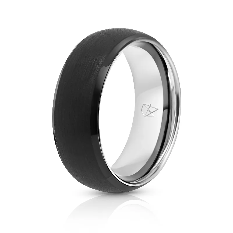 Elegant Jewelry Pieces At Unbelievable Prices Black Tungsten Ring - Sterling Silver