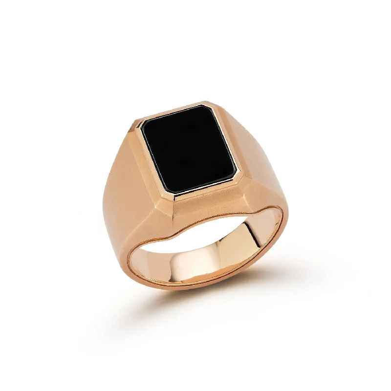 Special Jewelry Deals – Upgrade Your Collection CARRINGTON 18K ROSE GOLD AND BLACK SPINEL RECTANGULAR SIGNET RING