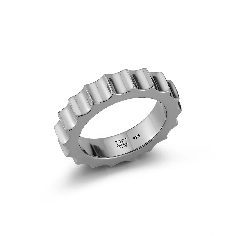 Exclusive Jewelry Sale – Sparkle For Less CII STERLING SILVER AND BLACK RHODIUM JUMBO FLUTED BAND RING