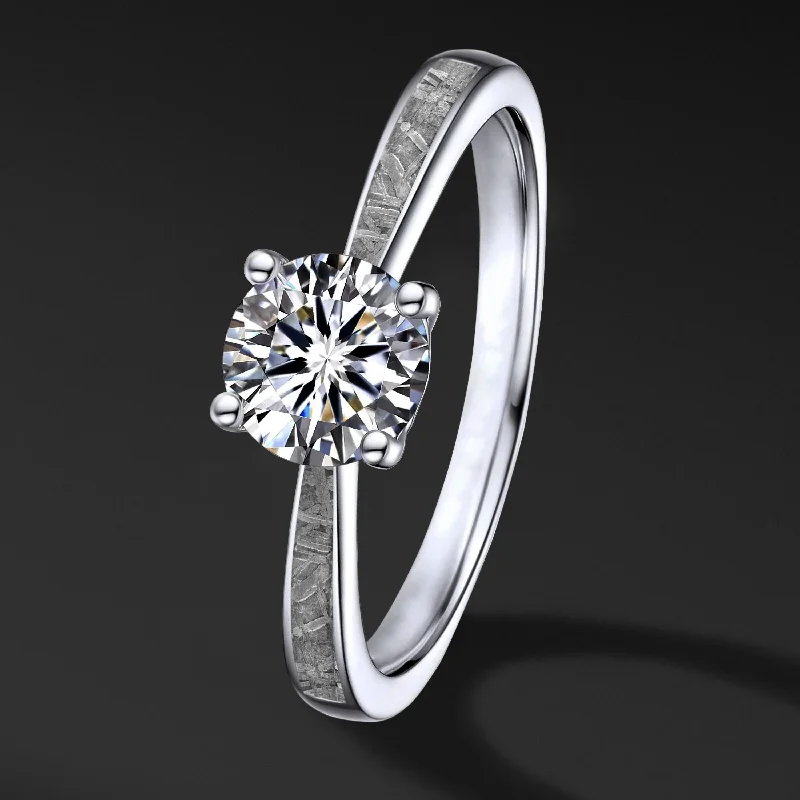 Elegant Rose Gold Jewelry For A Stylish Touch Solitaire Meteorite Engagement Ring 14K Gold & Moissanite - Gift from the Skies for your Beloved. Made to order. Elegant Rose Gold Jewelry For A Stylish Touch Solitaire Meteorite Engagement Ring 14K Gold & Moissanite - Gift from the Skies for your Beloved. Made to order.