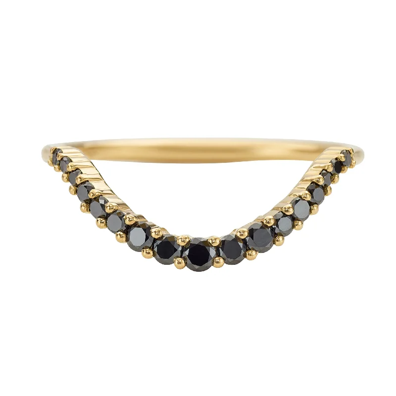 Delicate Crystal Jewelry For Sophisticated Charm Curved Black Diamond Wedding Band Delicate Crystal Jewelry For Sophisticated Charm Curved Black Diamond Wedding Band