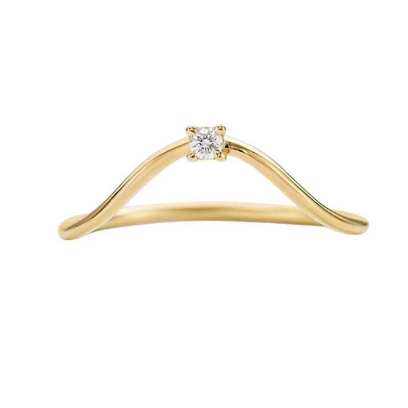 Dainty Floral Jewelry For Feminine Elegance Curved Golden Band Embellished with a Brilliant Diamond Dainty Floral Jewelry For Feminine Elegance Curved Golden Band Embellished with a Brilliant Diamond