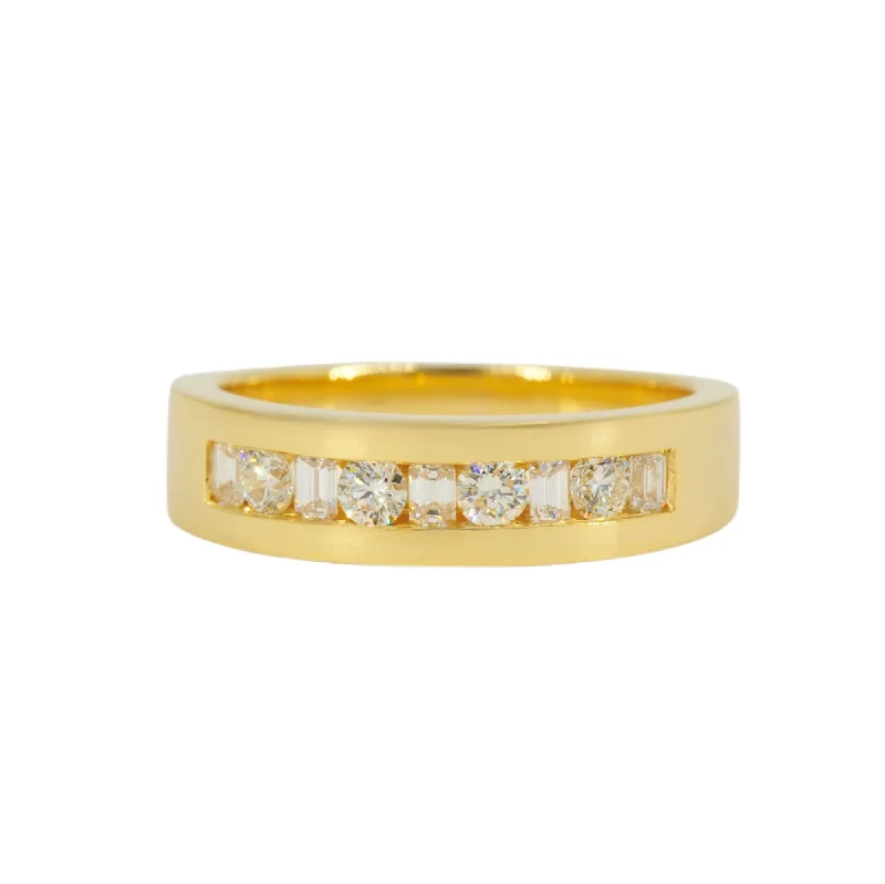 Discounted Jewelry For A Glamorous Look CUSTOM 9 DIAMOND EMERALD AND ROUND GOLD RING BAND Discounted Jewelry For A Glamorous Look CUSTOM 9 DIAMOND EMERALD AND ROUND GOLD RING BAND