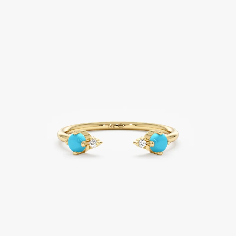 Last Chance To Grab Your Favorite Jewelry At A Discount Diamond and Turquoise Open Ring, Katalina Last Chance To Grab Your Favorite Jewelry At A Discount Diamond and Turquoise Open Ring, Katalina