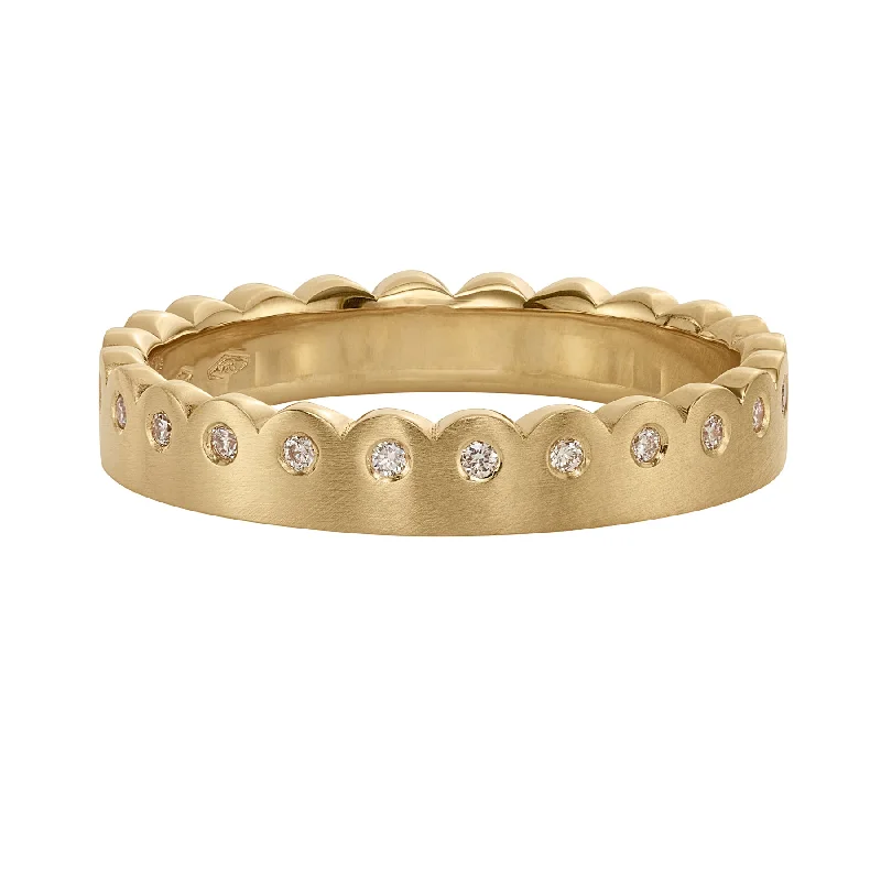 Special Sale On Handcrafted Jewelry – Shop Today Diamond & Matte Gold Scalloped Eternity Band Special Sale On Handcrafted Jewelry – Shop Today Diamond & Matte Gold Scalloped Eternity Band