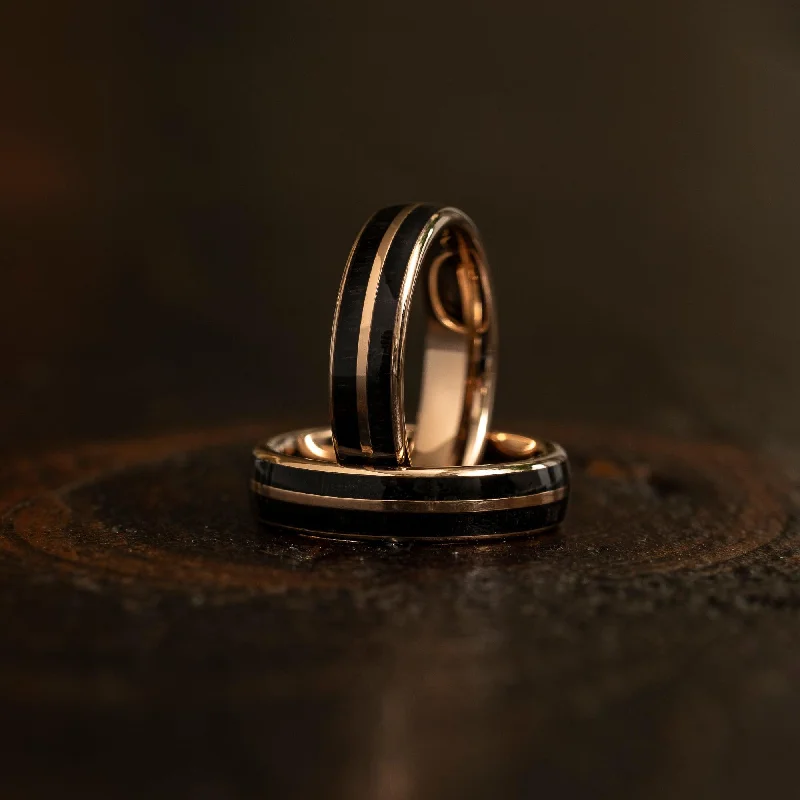 Fashion-Forward Jewelry At Incredible Prices "Dionysis" Ancient Bog Oak Womens Tungsten Carbide Ring- Rose Gold - 5mm