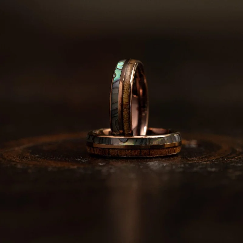 Luxury Jewelry Now At Special Promotional Rates "Dionysis" Womens Tungsten Carbide Ring- Smoked Rose Gold X Abalone- 5mm Luxury Jewelry Now At Special Promotional Rates "Dionysis" Womens Tungsten Carbide Ring- Smoked Rose Gold X Abalone- 5mm