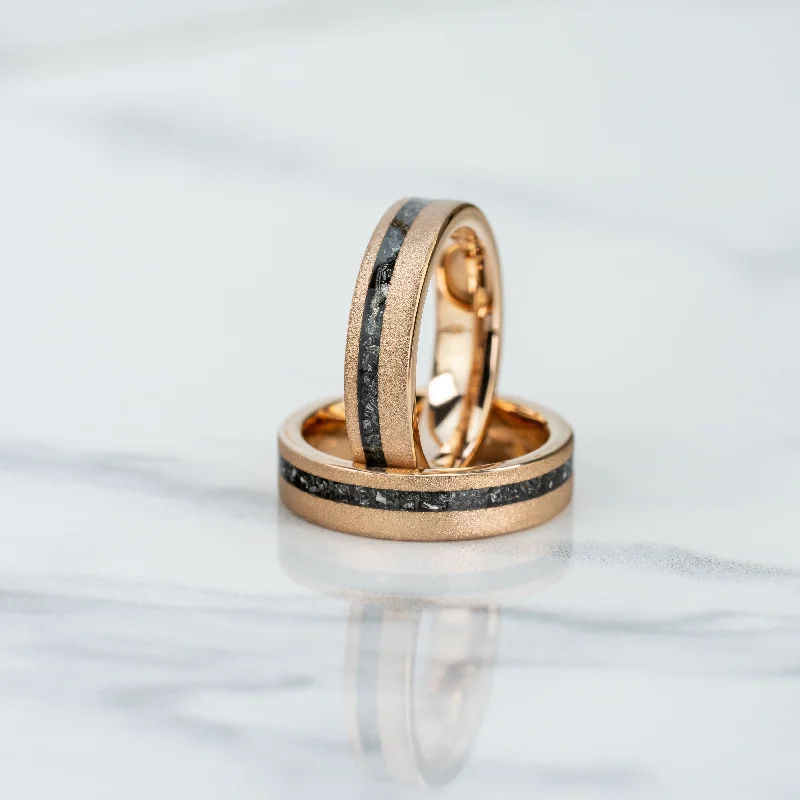Trending Jewelry Now Available At Exclusive Prices "Dionysus" Sandblasted Tungsten Carbide Ring- Womens Rose Gold w/ Meteorite- 5mm Trending Jewelry Now Available At Exclusive Prices "Dionysus" Sandblasted Tungsten Carbide Ring- Womens Rose Gold w/ Meteorite- 5mm