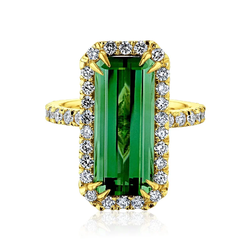 Make Every Moment Shine – Jewelry Discounts Available Elongated Double-Prong Green Tourmaline Ring